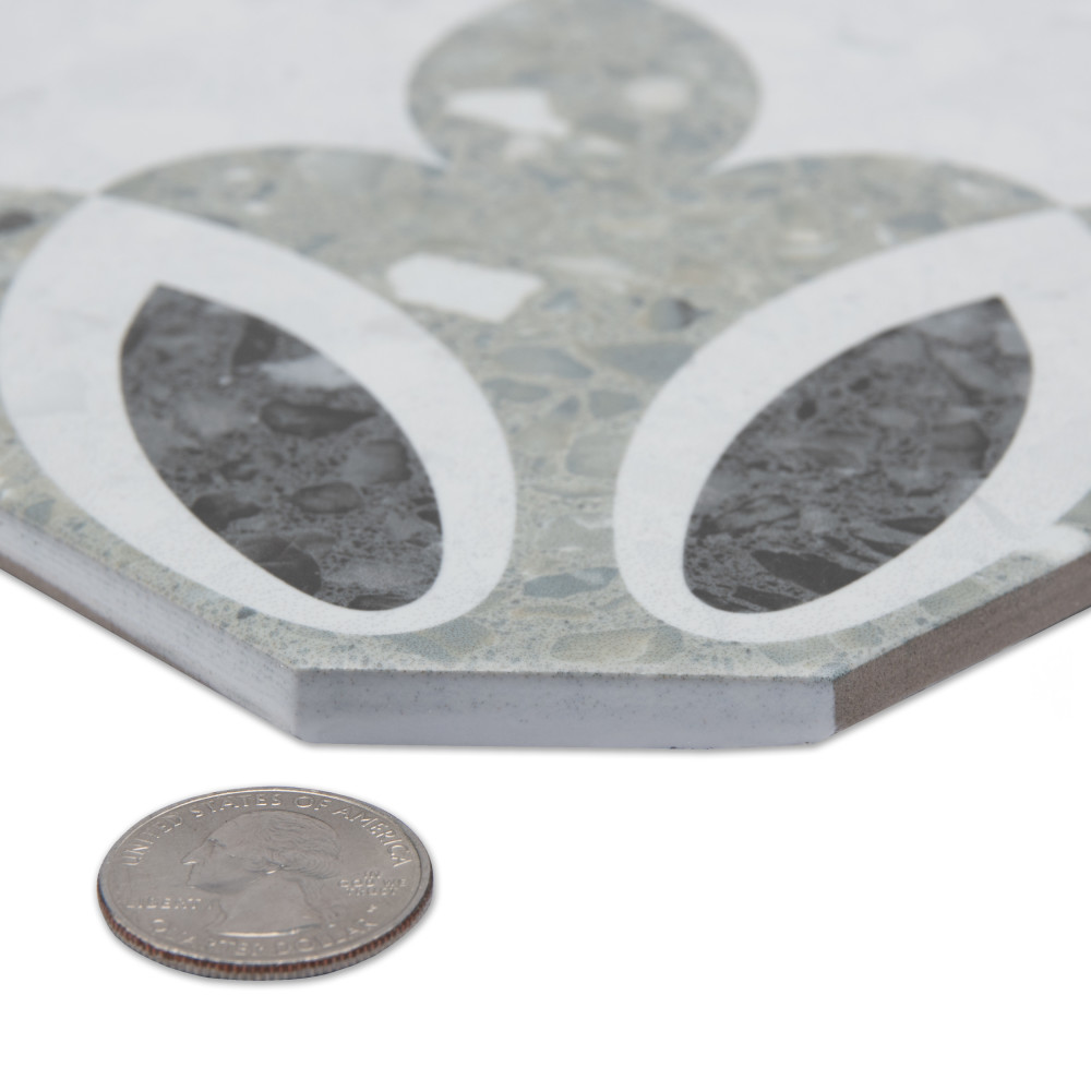 Riviera Octagon Verde with Taco Rojizo 7-7/8 in. x 7-7/8 in. Porcelain Floor and Wall Tile