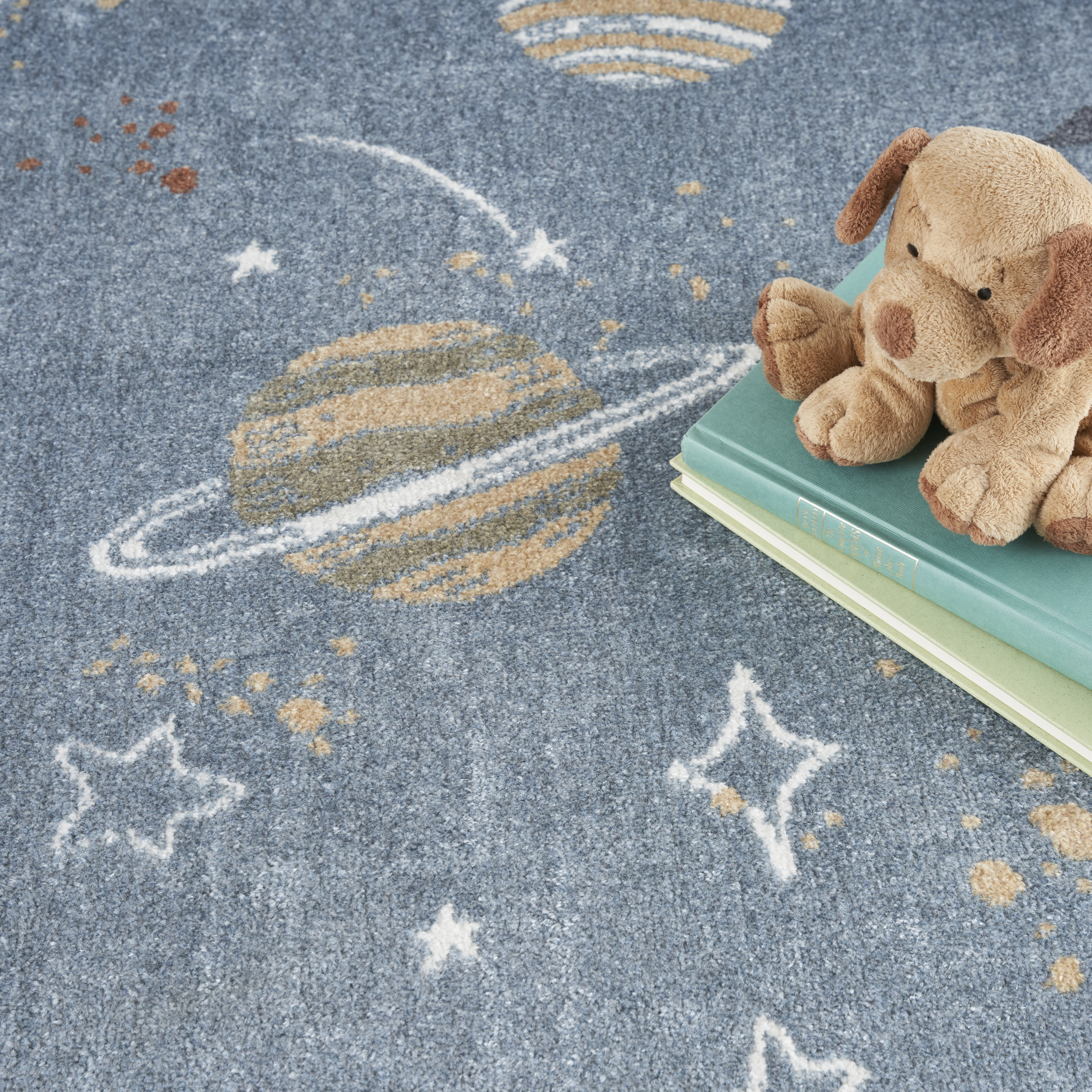 Nourison Astra Machine Washable 4' x 6' Blue Multicolor Kids Indoor Rug