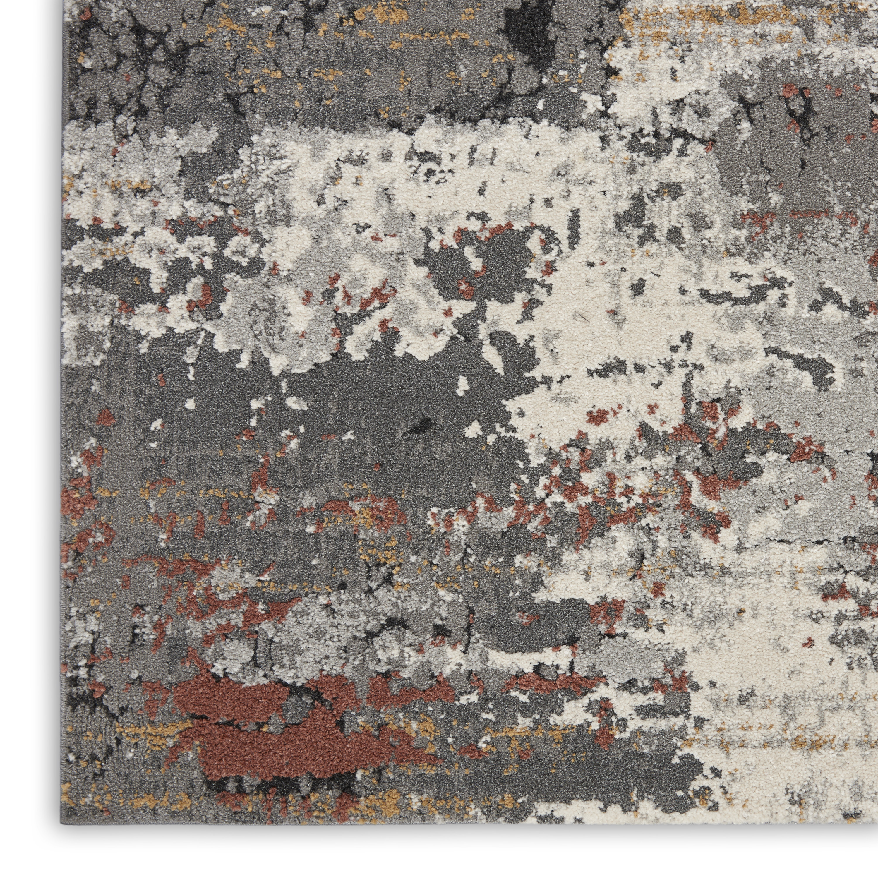 Nourison Tangra 2'2" x 7'6" Grey Multicolor Modern Indoor Rug