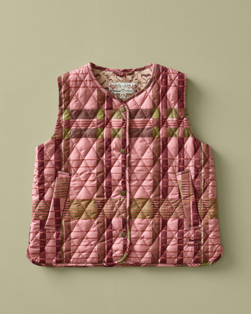 Gilet Fernanda Barbour FARM Rio Pink Tartan/Beige Heart Print