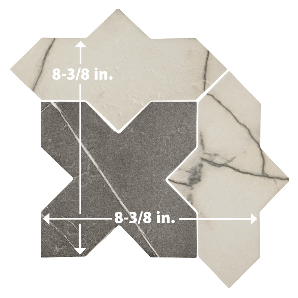 Istanbul Templar Shield Day with Night Cross 8-3/8 in. x 8-3/8 in. Porcelain Floor and Wall Tile