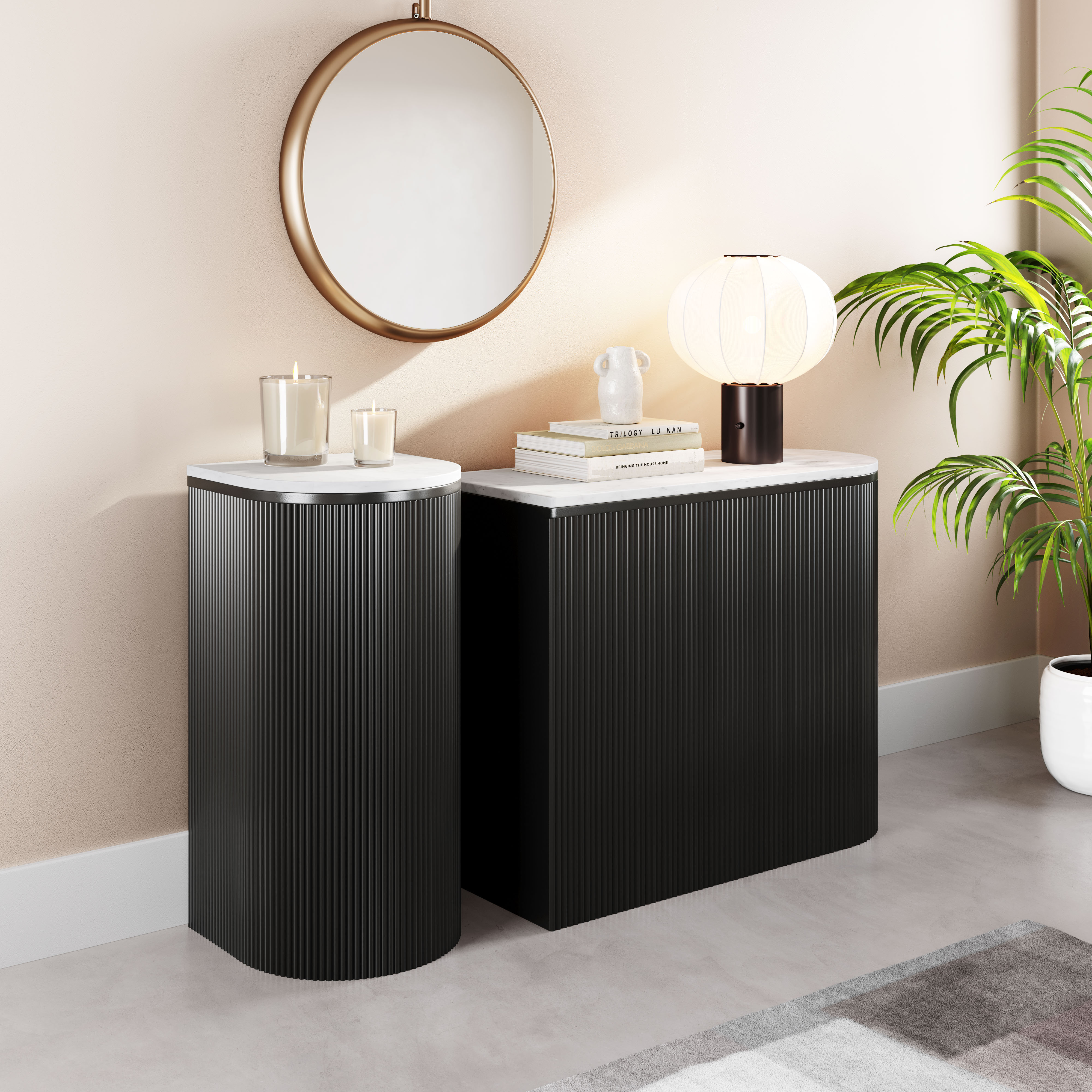 Ormara Console Table Set (2-Piece) White & Black product image