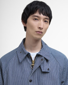 Oversized Bedale Striped Casual Jacket Indigo Stripe