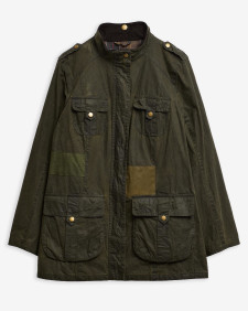 Barbour Re-Loved Defence Waxed Jacket - Size 18 Olive