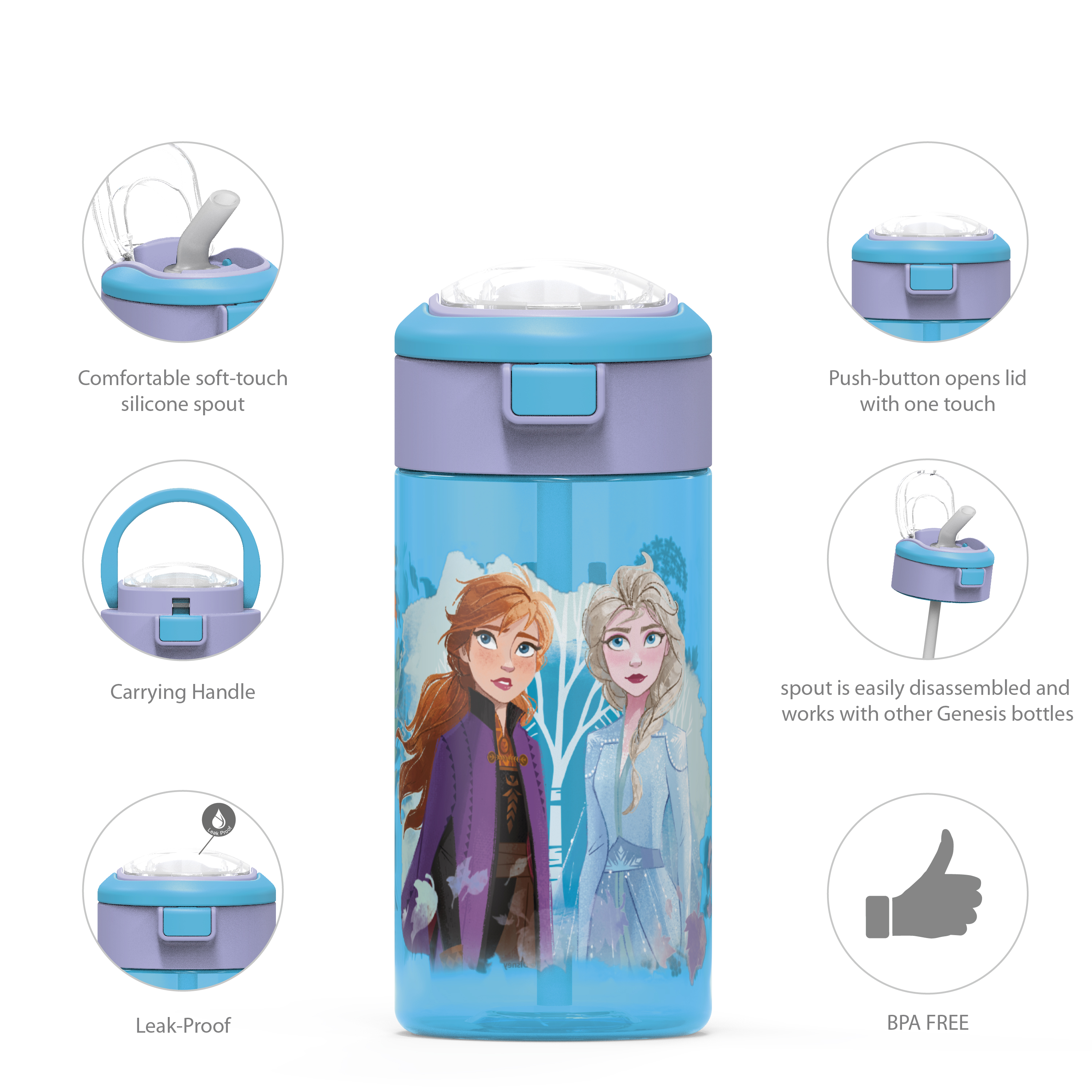Disney Frozen 2 Movie 18 ounce Reusable Plastic Water Bottle, Anna & Elsa slideshow image 7 Disney Frozen 2 Movie 18 ounce Reusable Plastic Water Bottle, Anna & Elsa slideshow image 7