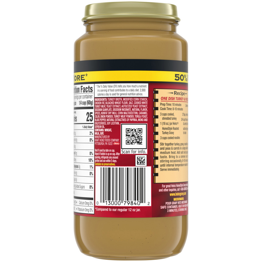  Heinz HomeStyle Roasted Turkey Gravy Value Size, 18 oz Jar 