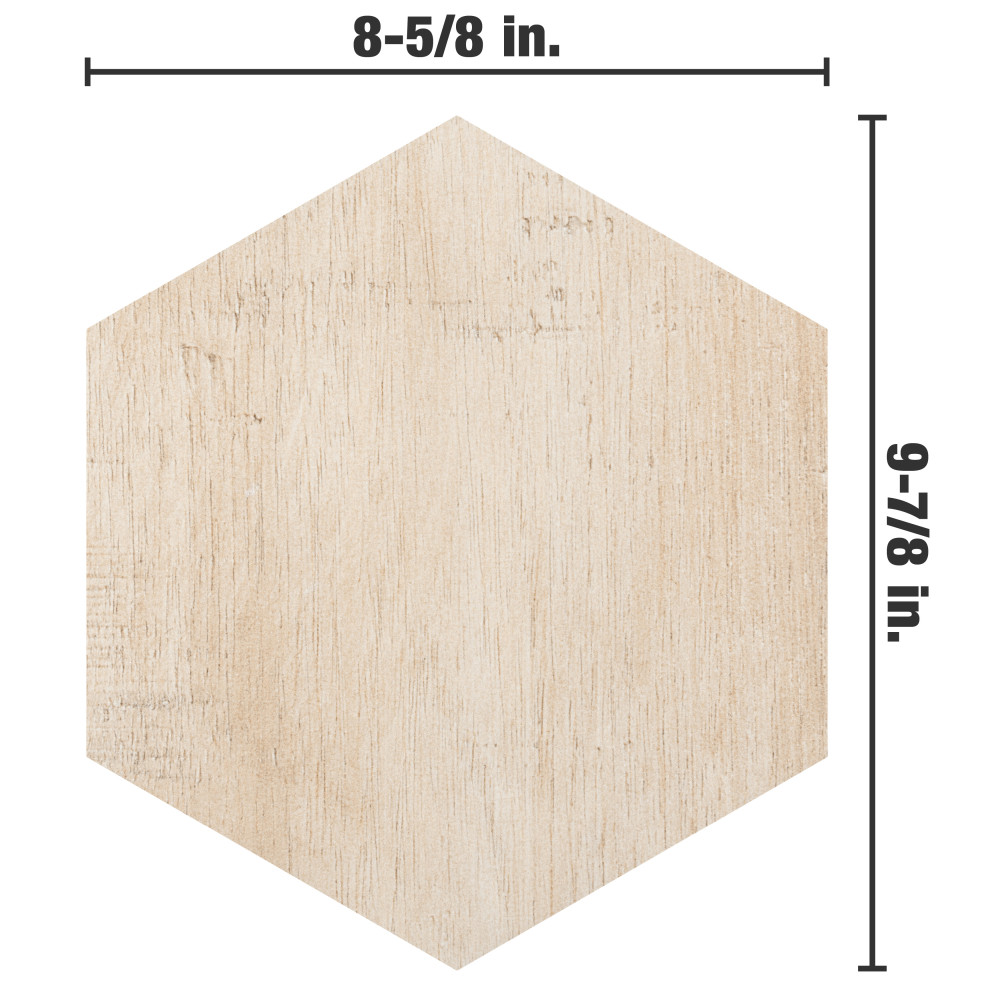 Sawnwood Hex Beige 8-5/8 in. x 9-7/8 in. Porcelain Floor and Wall Tile