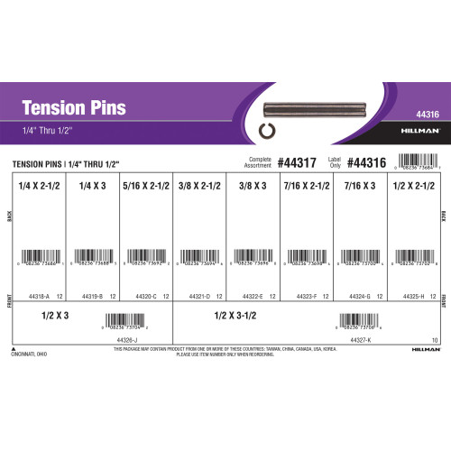 Tension Pins Assortment (1/4