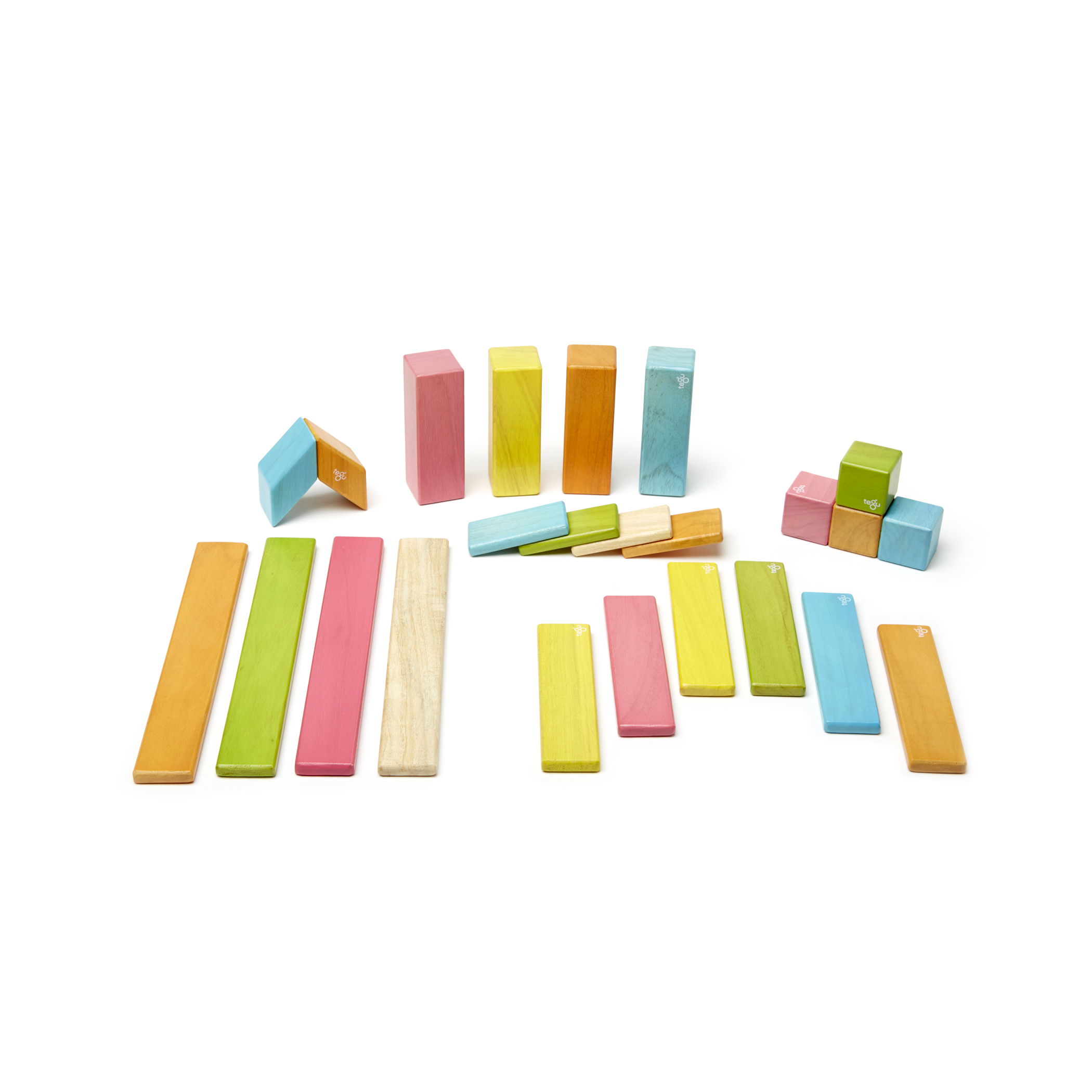 Tegu Magnetic Wooden Blocks, 24-Piece Set, Tints