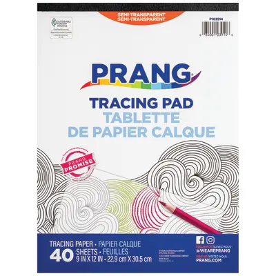 Prang (Formerly Art Street) Tracing Paper Pad, Translucent, 9" x 12", 40 Sheets