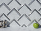Specialty Mosaic Collection Italian Carrara, Thassos, Stainless Steel and Bardiglio Angles
