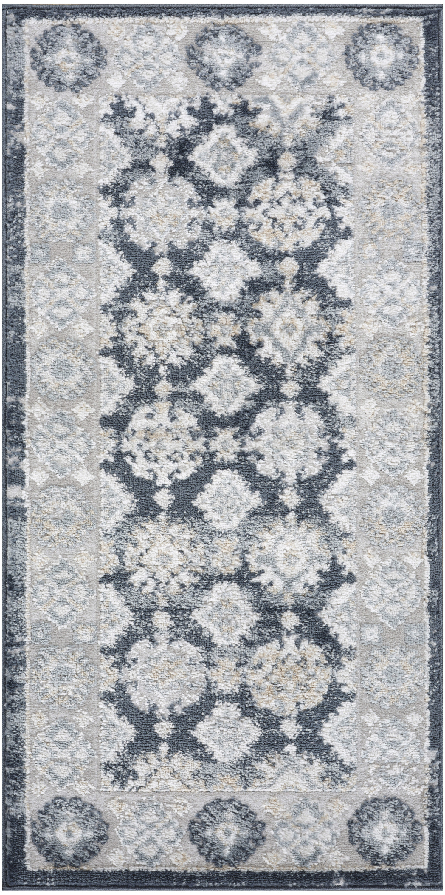 Nourison Dekor 2' x 4' Grey Navy Vintage Indoor Rug
