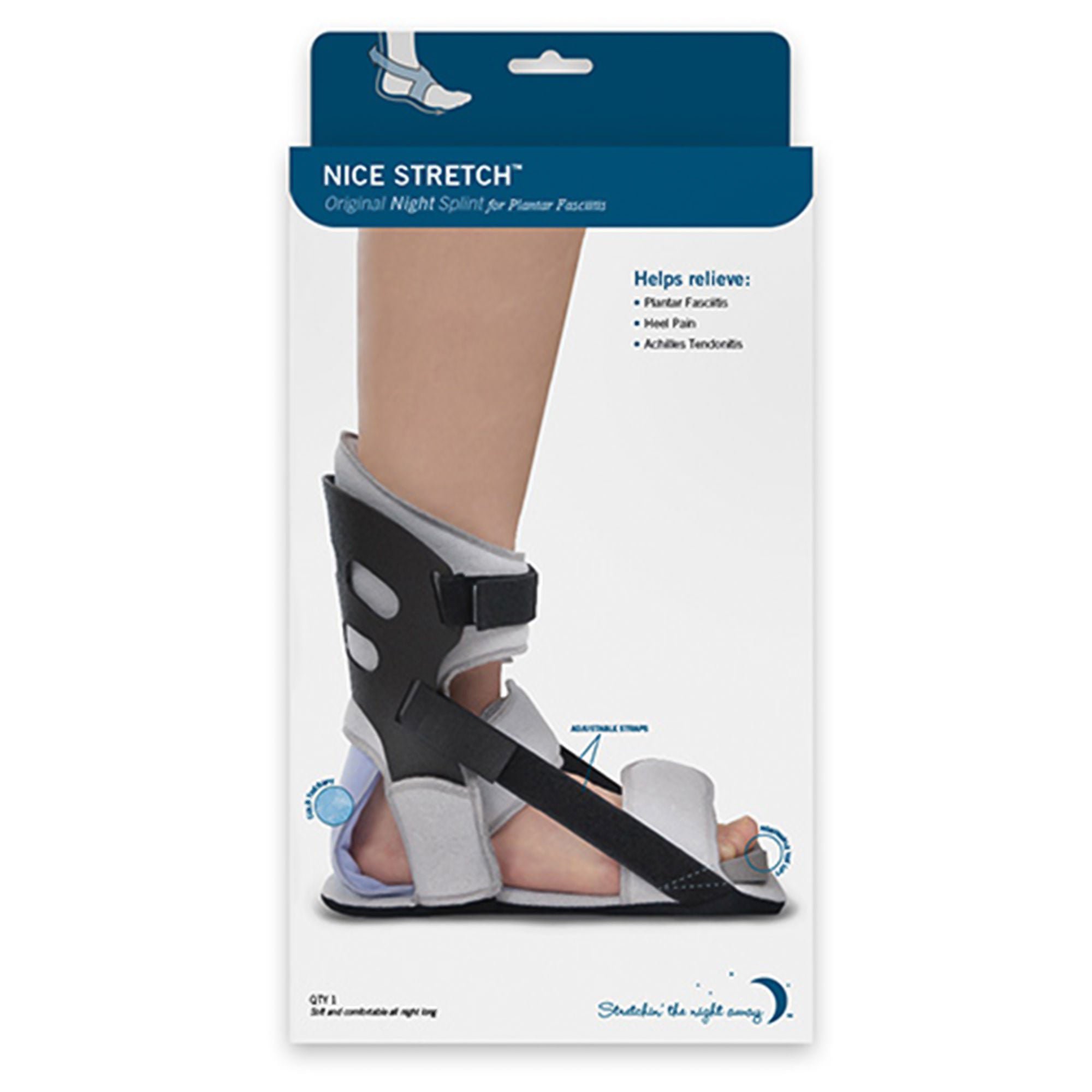Nice Stretch® Original Plantar Fasciitis Night Splint w/ Polar Ice® Pack, Medium