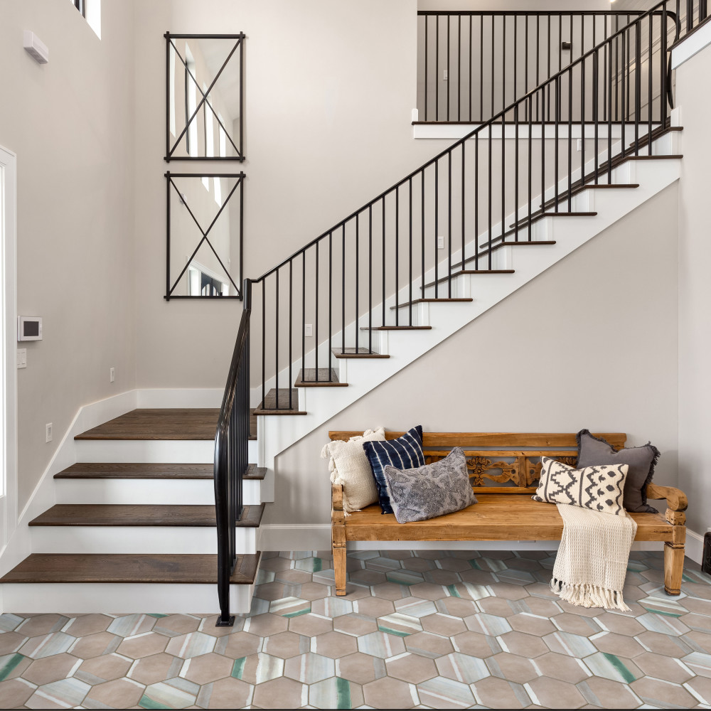 Matter Hex Canvas Taupe Green 7-7/8 in. x 9 in. Porcelain Floor and Wall Tile