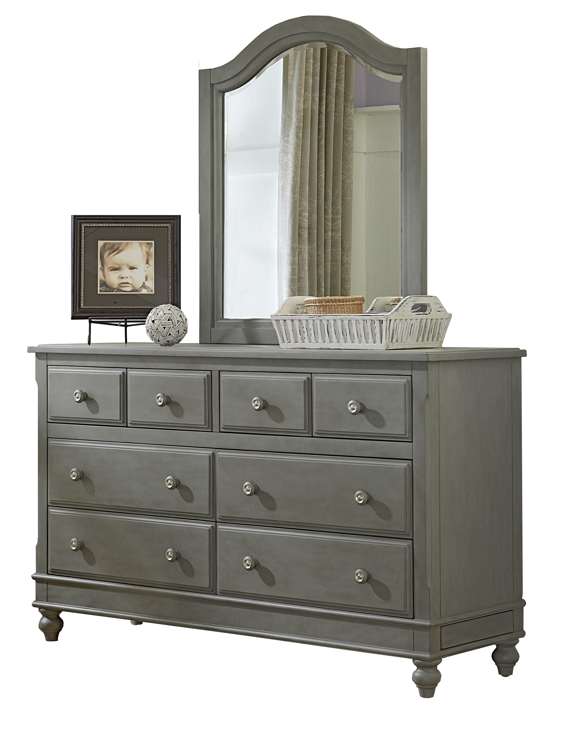 Lake House Wood 8 Drawer Dresser with Mirror