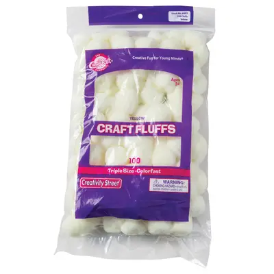 Creativity Street  Triple Size Craft Fluffs, Yellow,  Approx. 1", 100 Pieces