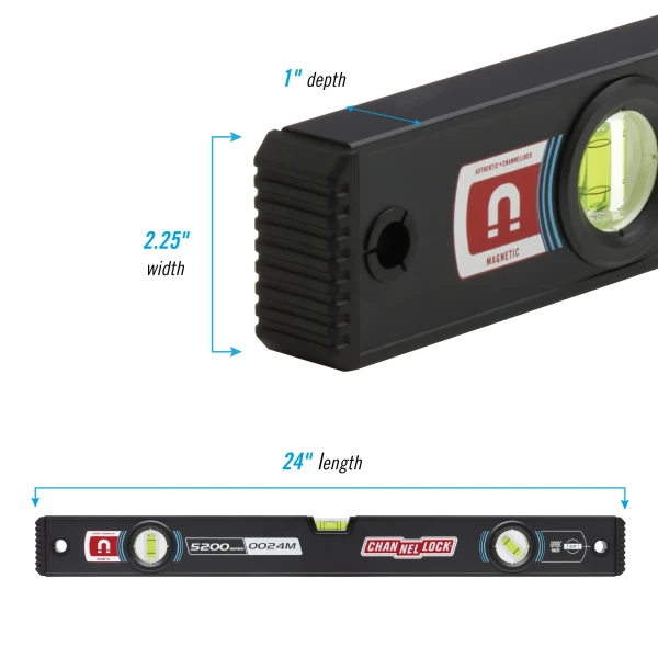 5200-0024M 24-inch Professional-Grade Magnetic Aluminum Box Level