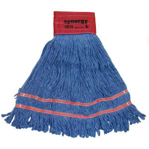 Hillyard, Disinfectant Synthetic Looped-End Wet Mop Head with 9" Headband, Large, Blue