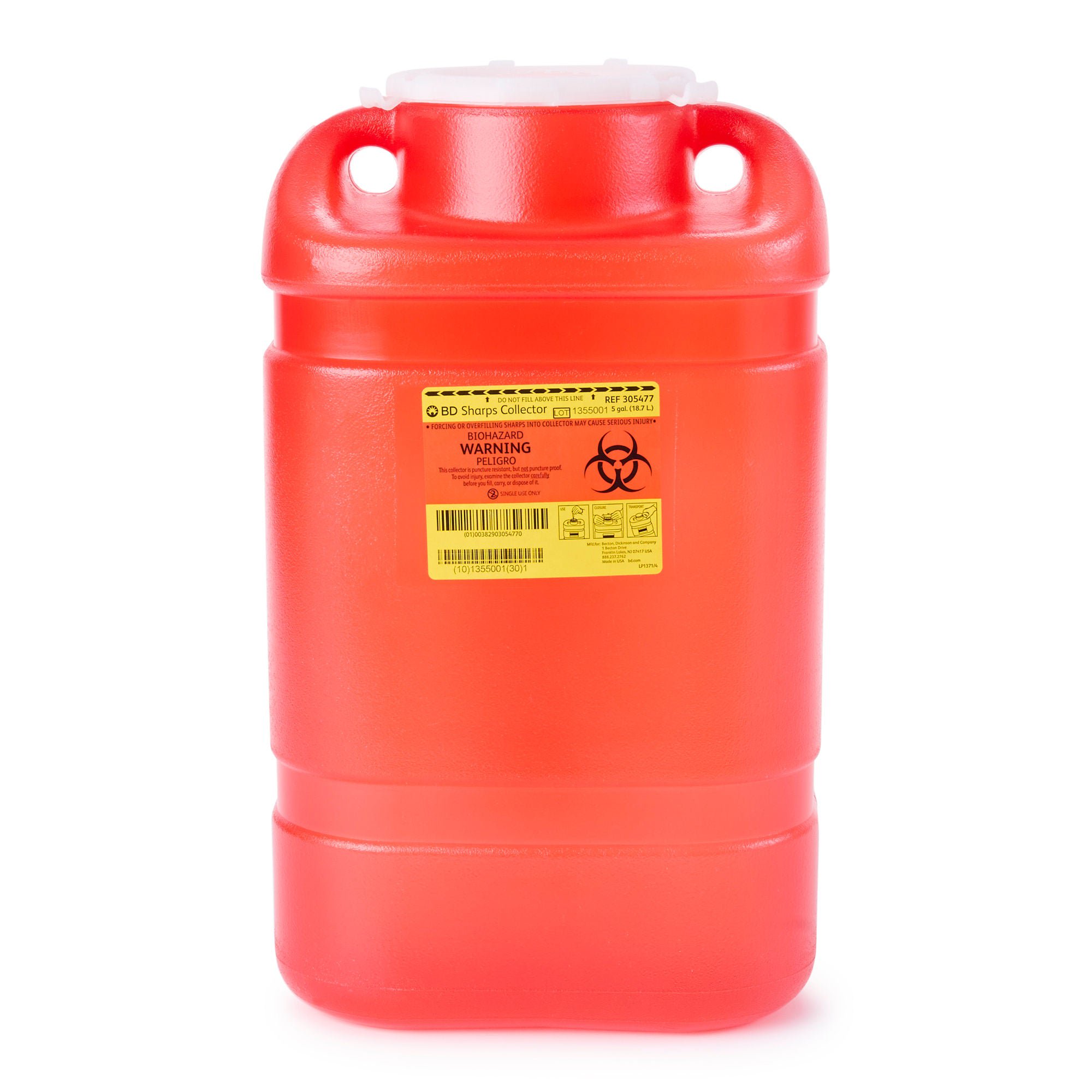 BD Multi-purpose Sharps Container, 5 Gallon, 18 x 7-1/2 x 10-1/2 Inch