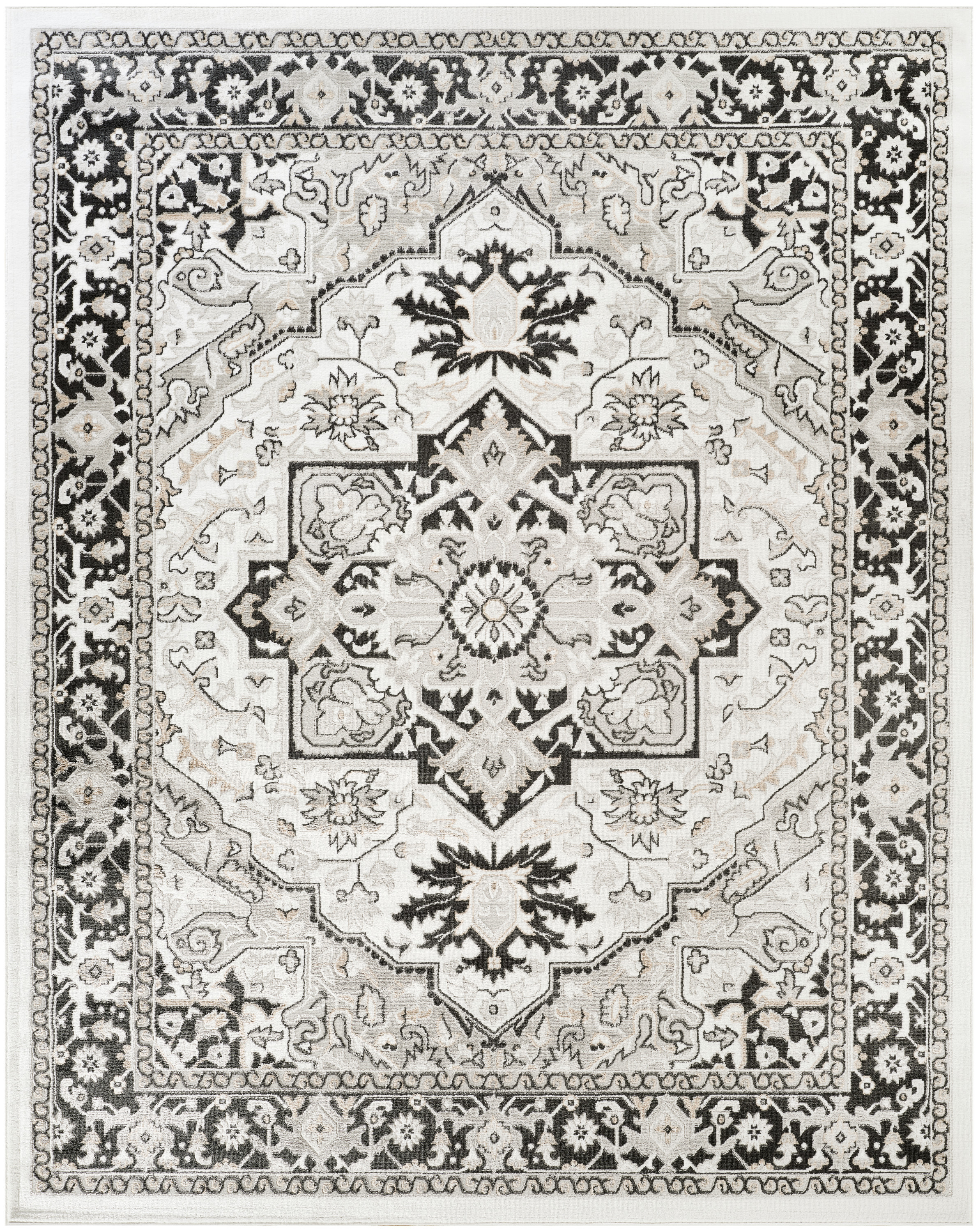 Nourison Dekor 7'10" x 9'10" Ivory Charcoal Vintage Indoor Rug