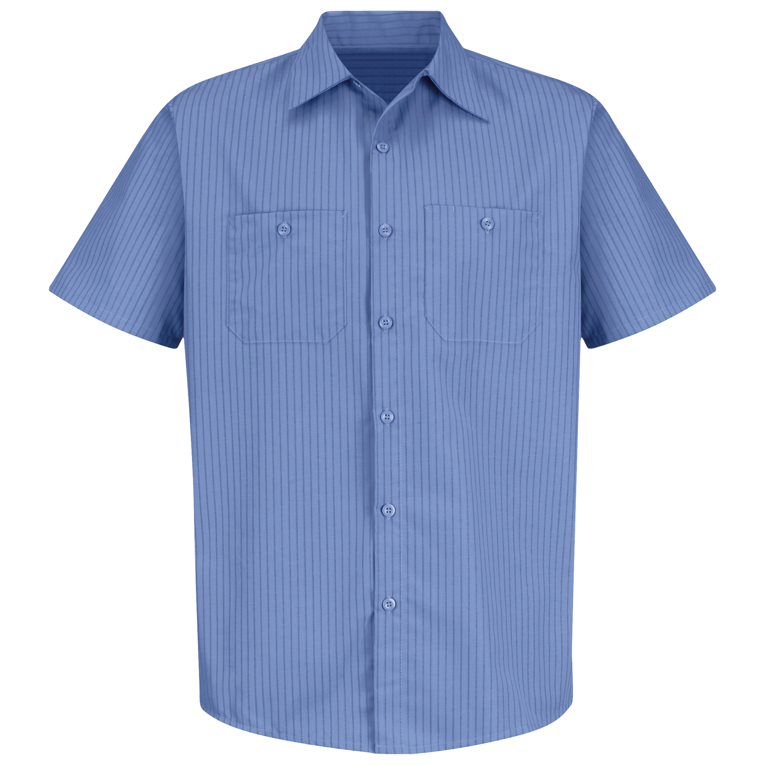 Men‘s Short Sleeve Industrial Stripe Work Shirt-Red Kap