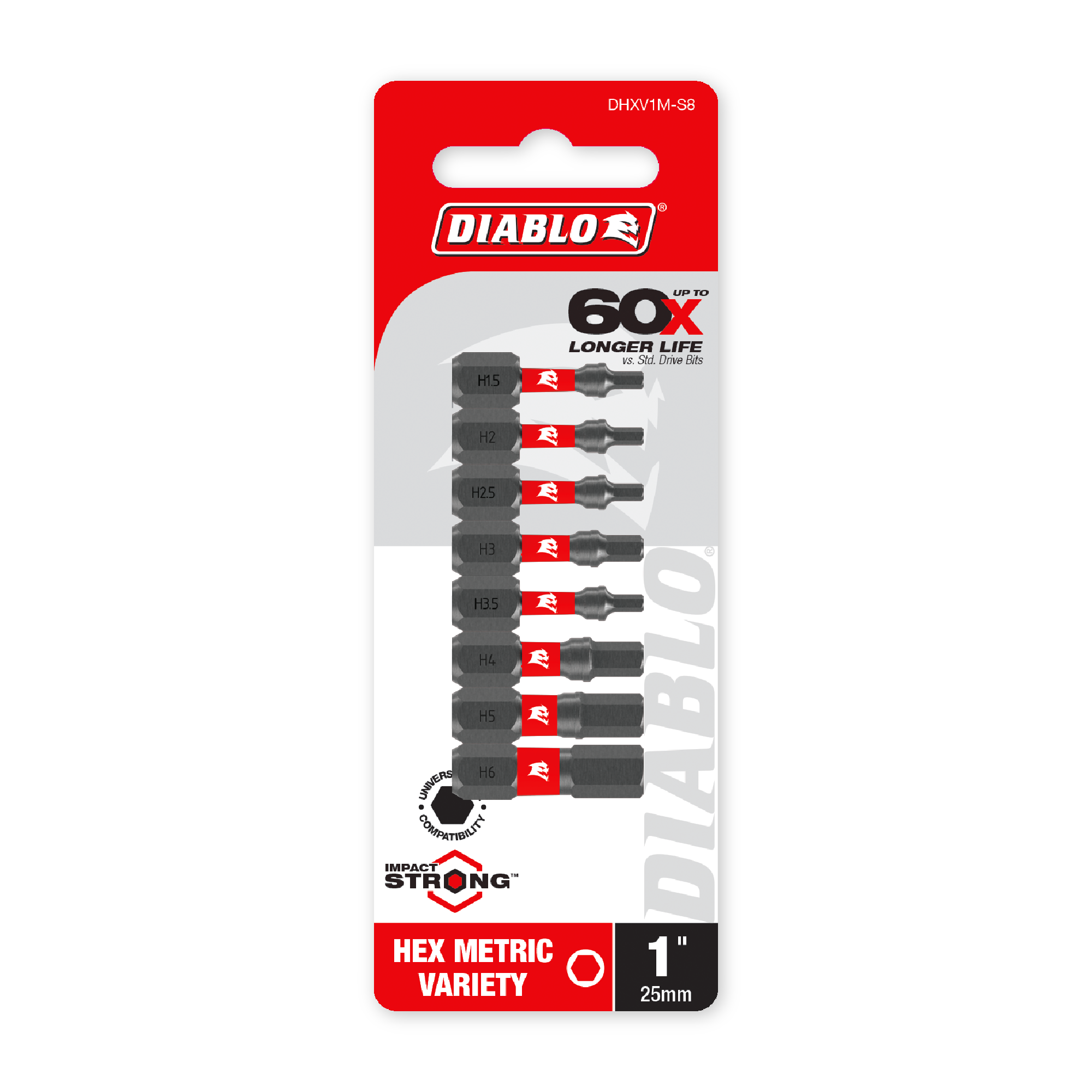 Diablo 1 in. Hex Metric Drive Bit Variety Pack in its retail packaging, ready for the job box or tool bag