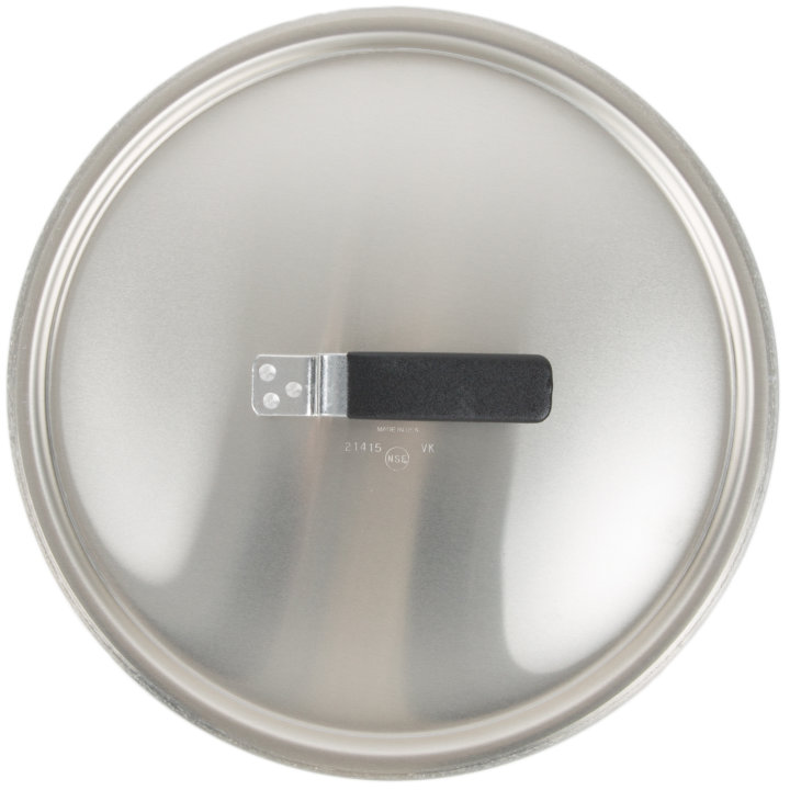 12 ¾-inch Wear-Ever® domed aluminum cover with satin finish and dipped handle
