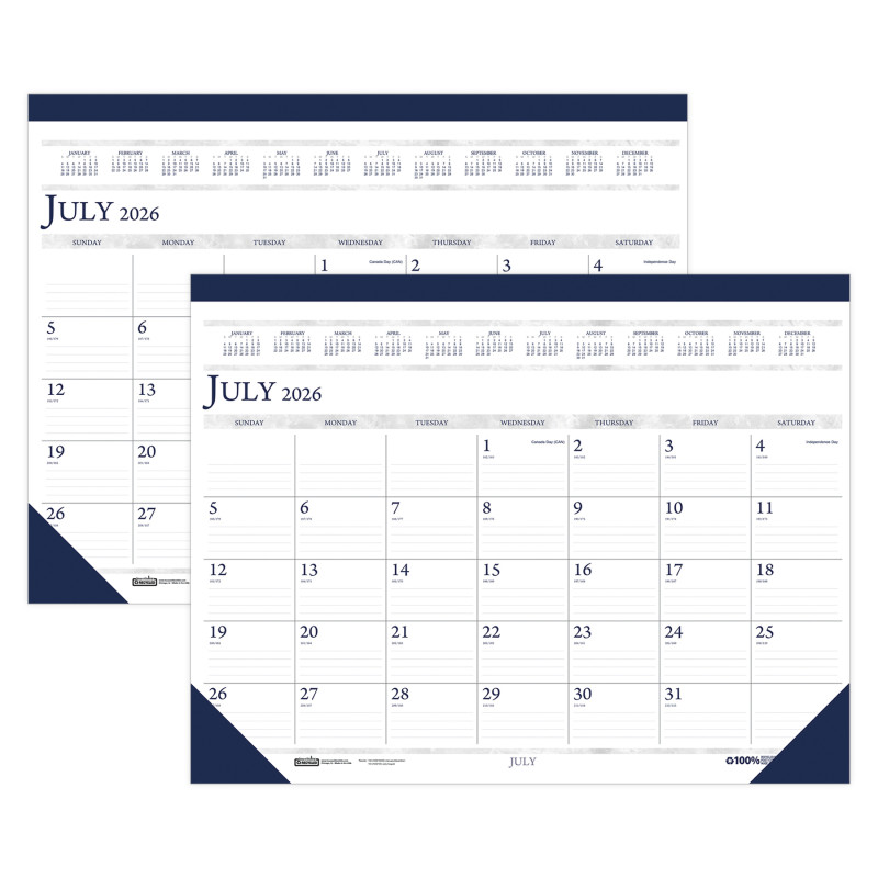 Academic Desk Pad, 18 1/2" x 13", Pack of 2