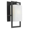Outdoor Wall Lantern Steel 120V White Linen Glass Textured Black Finish Black 15.25 H x 8 W x 6.25 D in.