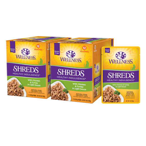Wellness Complete Health Healthy Indulgence Shreds with Chicken & Turkey in Light Sauce Front packaging