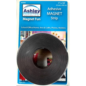 Magnetic Adhesive Strip, 1 in. x 10 ft., Cut-to-Fit Flexible Mounting Roll