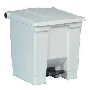 Rubbermaid Commercial, 8gal, Plastic, White, Rectangle, Receptacle