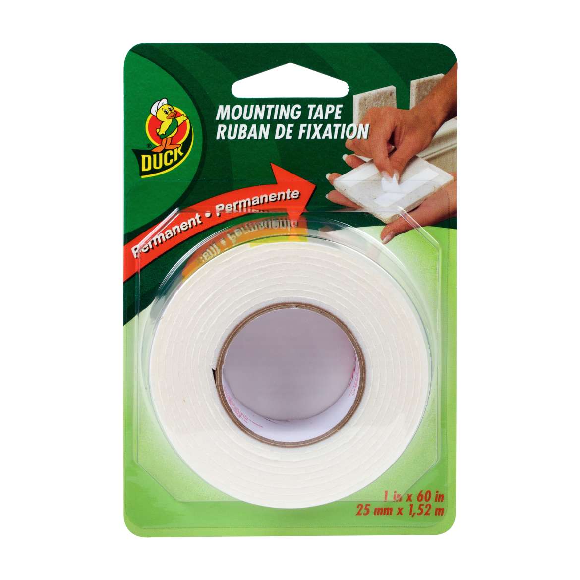 Duck® Brand Permanent Mounting Tape - White, 1 in. x 60 in. Image