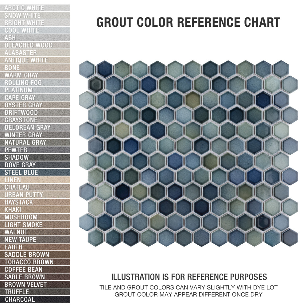 Sample – Hudson 1″ Hex Atlantis Porcelain Mosaic Tile