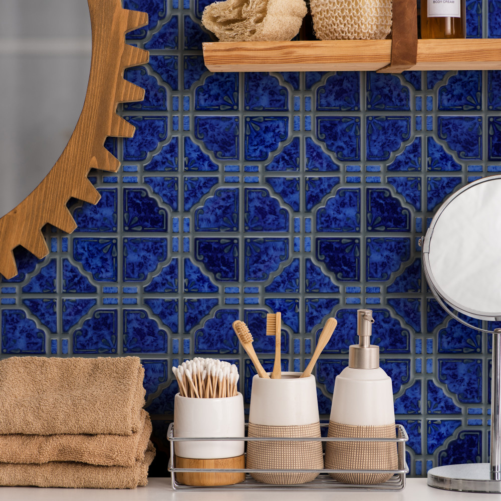 Sample – Hudson Moonbeam Blue Cloud Porcelain Mosaic Tile
