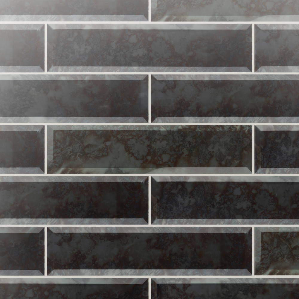Lustre Beveled Antique Mirror 3 in. x 12 in. Glass Wall Tile