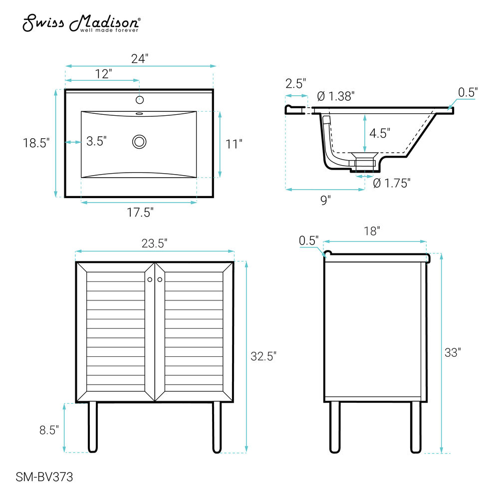 24" Bron Freestanding Bathroom Vanity - Golden Oak