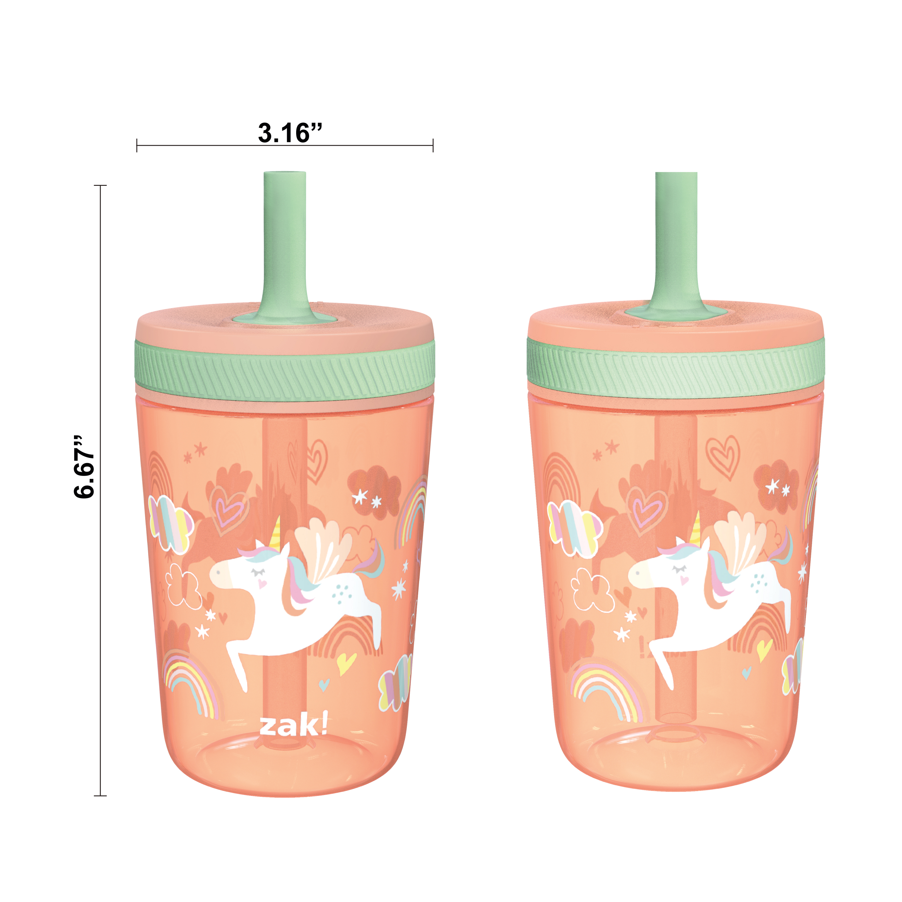 Zak Hydration 15 ounce Plastic Tumbler with Lid and Straw, Unicorns, 2-piece set slideshow image 6 Zak Hydration 15 ounce Plastic Tumbler with Lid and Straw, Unicorns, 2-piece set slideshow image 6
