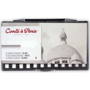 Carrés Esquisse Sketching Pastel Crayons, White B, Set of 12