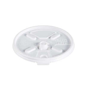 Dart, Lift n' Lock, Plastic Hot Cup Lids, With Straw Slot, Fits 12 oz to 24 oz Cups, White