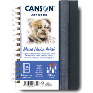 Artist Series Mixed Media Art Book, Fabric Cover, Side Wire Binding, 56 Sheet, 5.8x8.3 inch