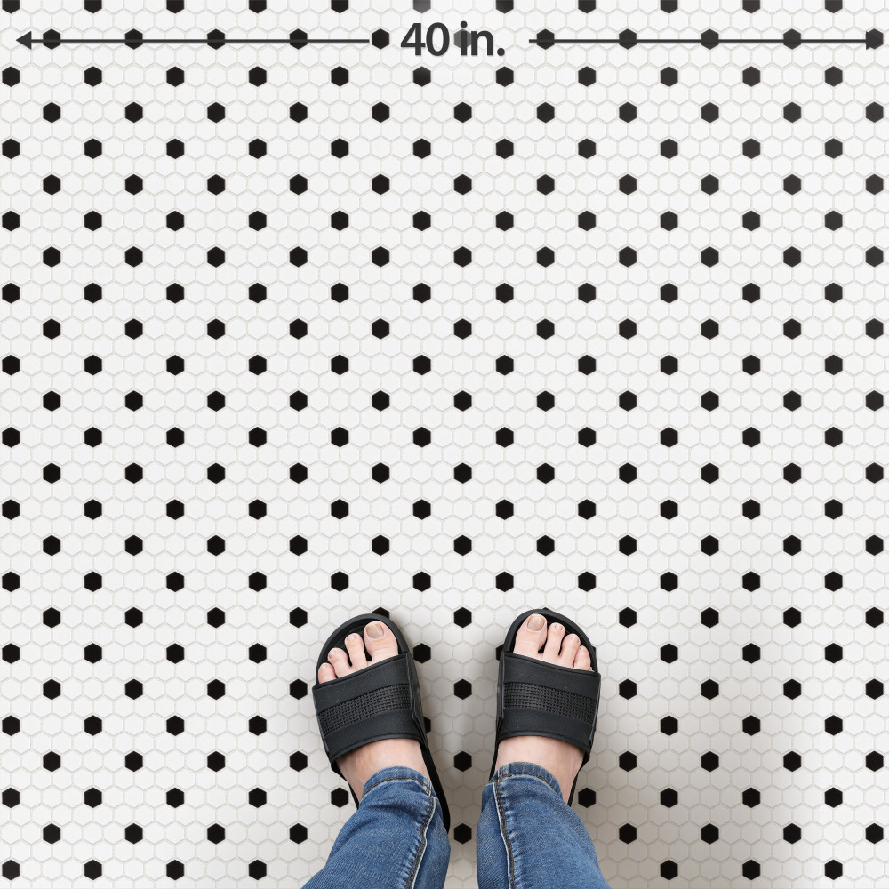 Madison 1″ Hex Matte Cool White w/ Black Dot 10-1/4 in. x 11-7/8 in. Porcelain Mosaic Tile