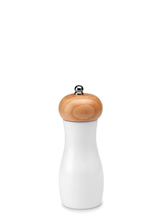 Salt or pepper mill 12.5 cm wood with white base