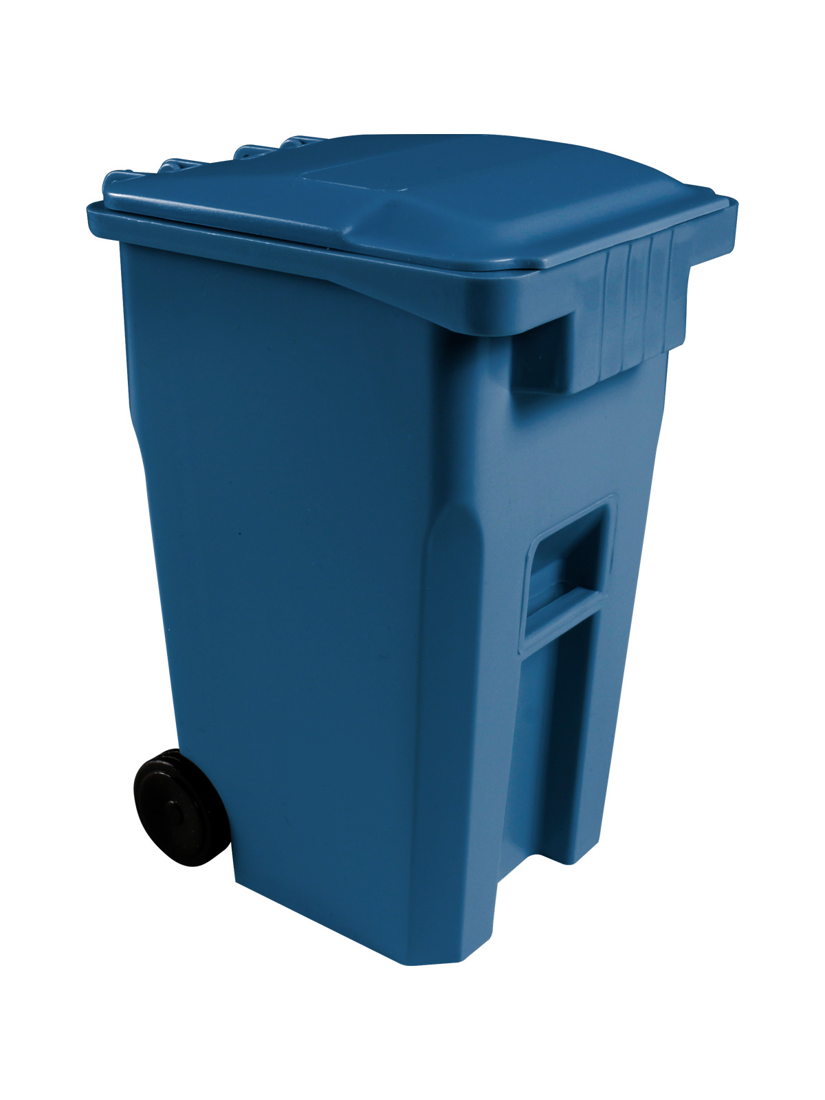 mini promotional roll out recycling cart in busch blue post-consumer recycled material