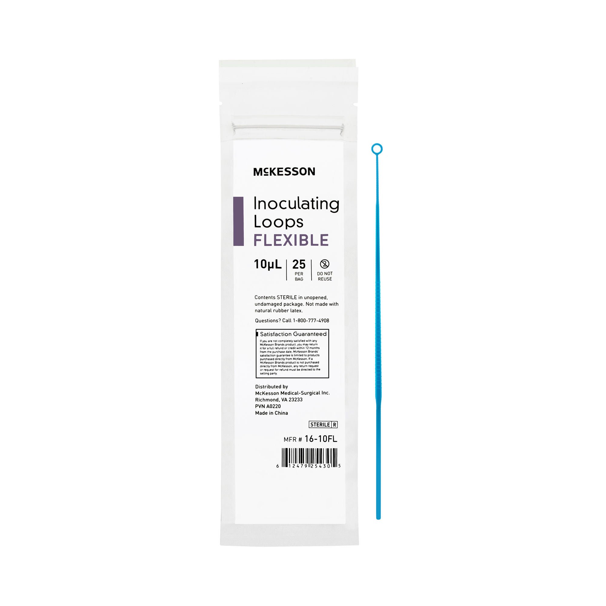 McKesson Inoculating Loop, Light Blue, 10 µL, 20 cm Length