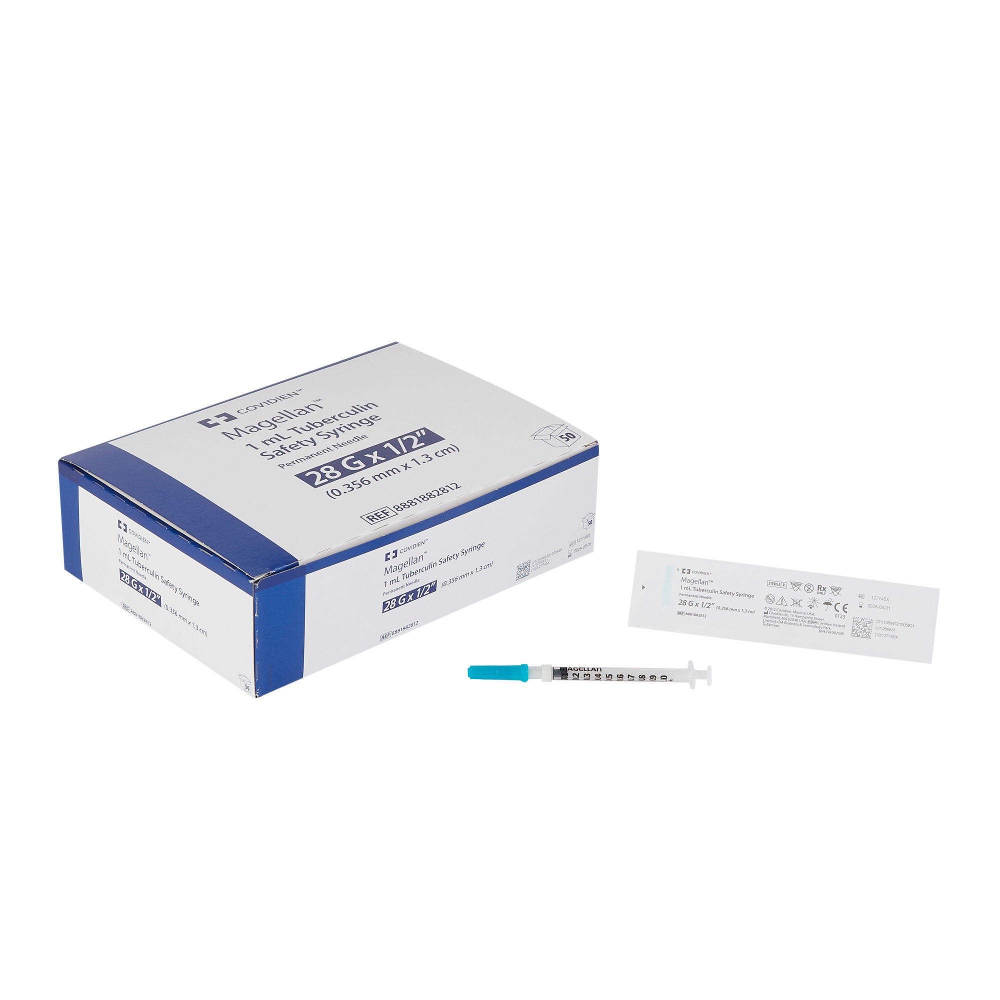 Magellan™ Tuberculin Syringe with Needle, 28 Gauge, 1/2 Inch Needle Length