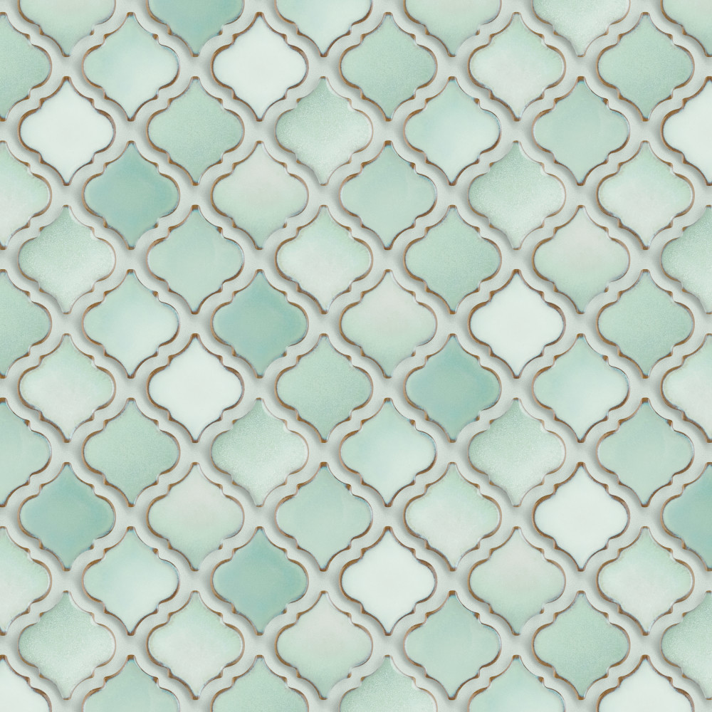 Hudson Tangier Mint Green 12.38x12.38 Lantern Porcelain Floor and Wall Digital Pattern