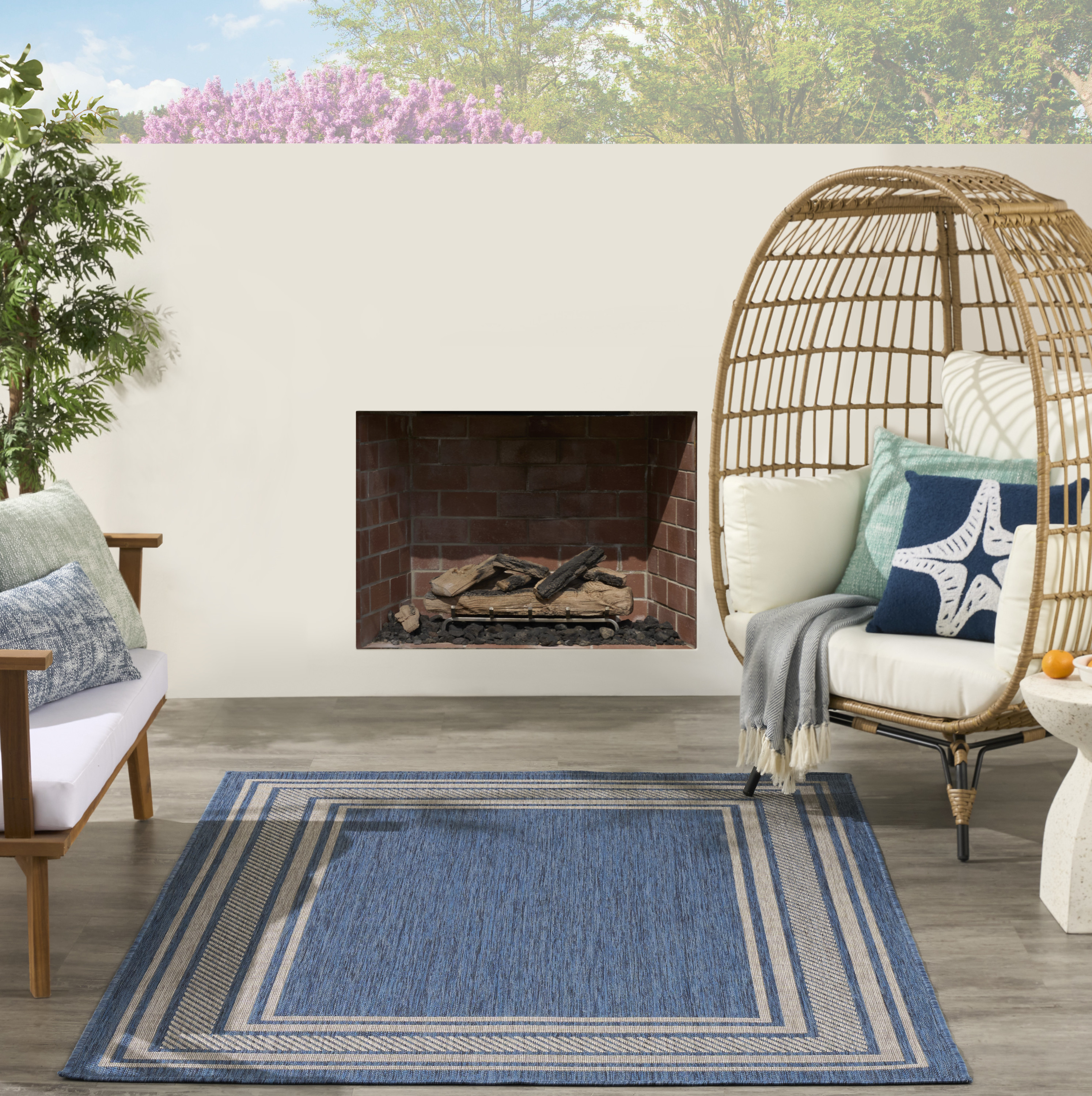 Nourison Horizon Indoor/Outdoor 5' x 7' Denim Modern Rug