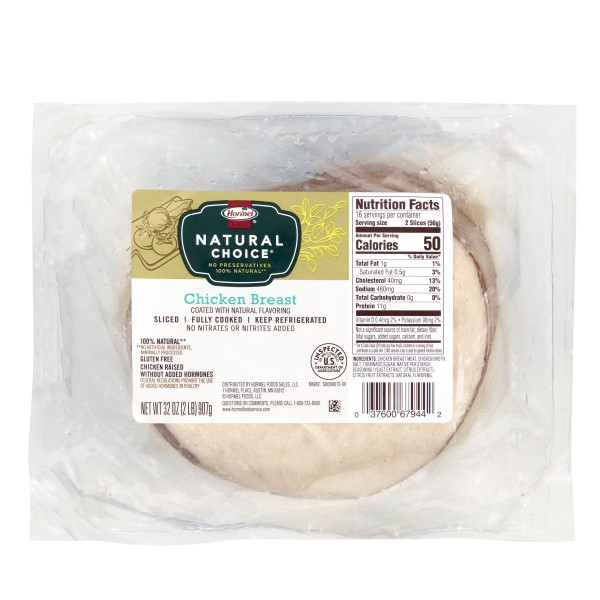 NATURAL CHOICE(r) Sliced Chicken, Oven Roasted, Premium, 1 oz slices, 6/2 lb . C1CB - Front Center Inner Pack (Hi Res)