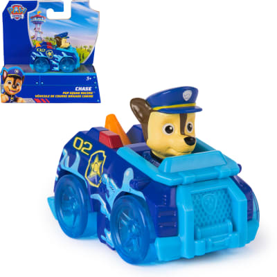 PAW Patrol Pup Squad Chase Pup Squad Racer, 2.5-Inch Splash Racer with Real Working Wheels, Pretend Play Kids Toys for Boys & Girls Ages 3 and Up
